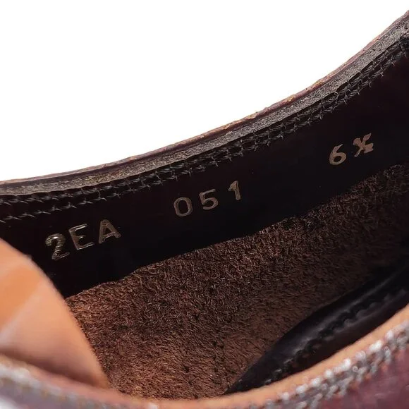 Prada Italy Mens 7.5 Distressed Brown Leather Wingtip Derby Oxfords Dress Shoes - Picture 8 of 13